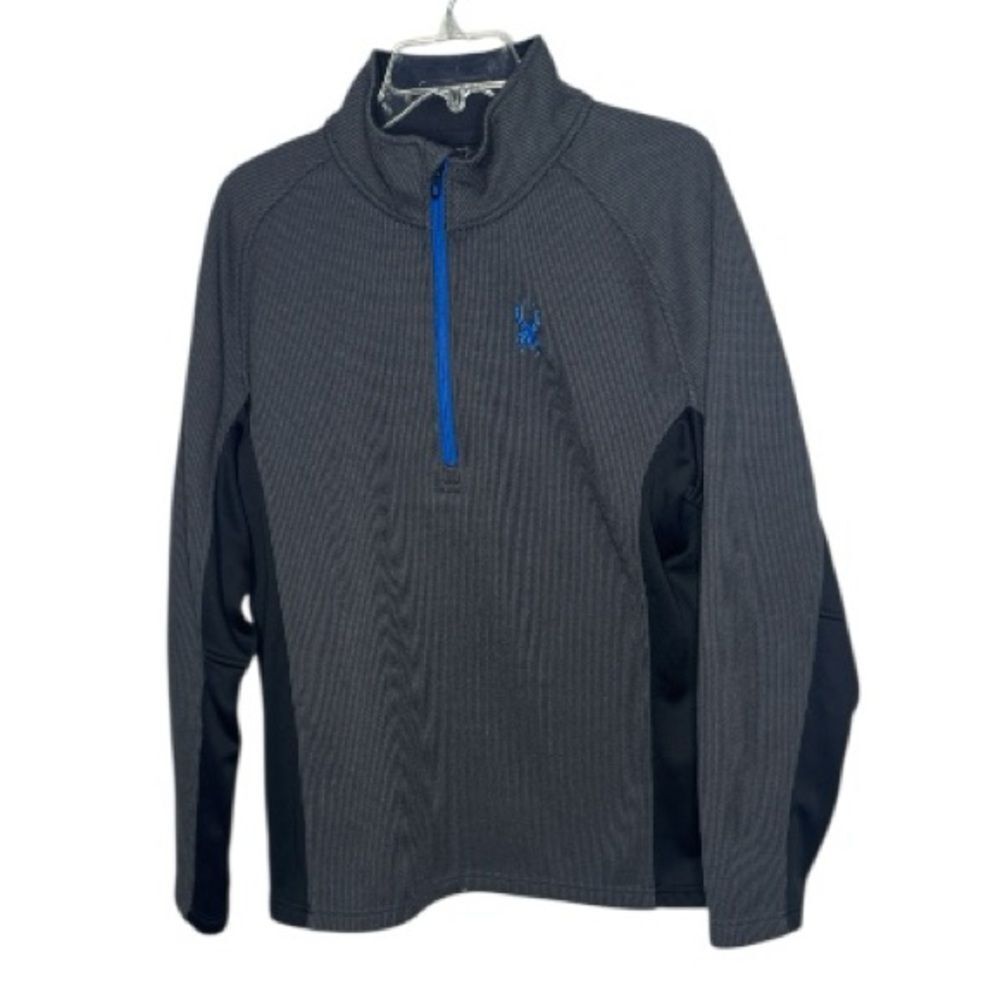 Spyder Outbound Gray and Black Quarter-Zip Pullover Sweater Jacket. Size Large.